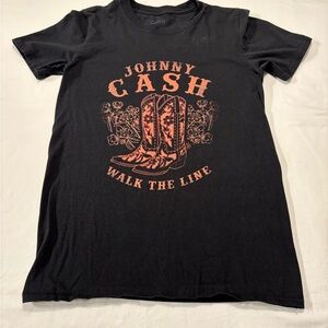 Johnny Cash Black “Walk the Line” Graphic T-Shirt